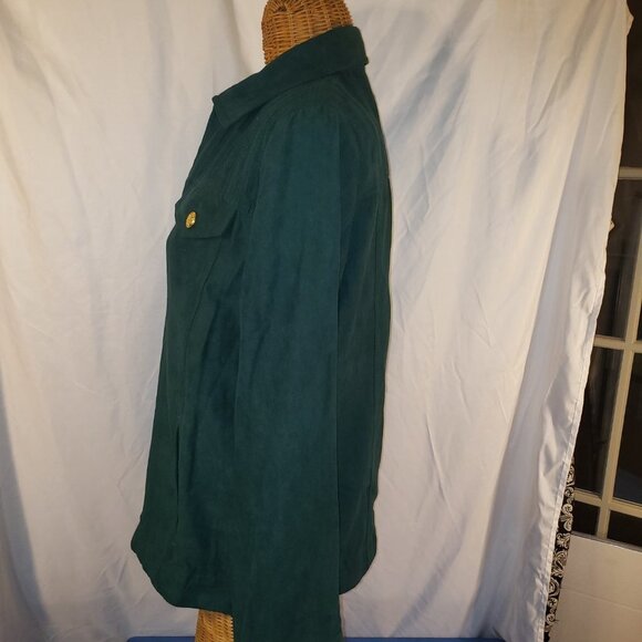 Drapers & Damons Faux Suede Green Pleated Zip Up Blazer - M - Picture 3 of 5